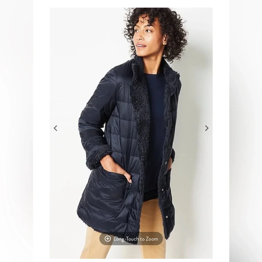 J.Jill reversible Sherpa navy jacket - Picture 3 of 9